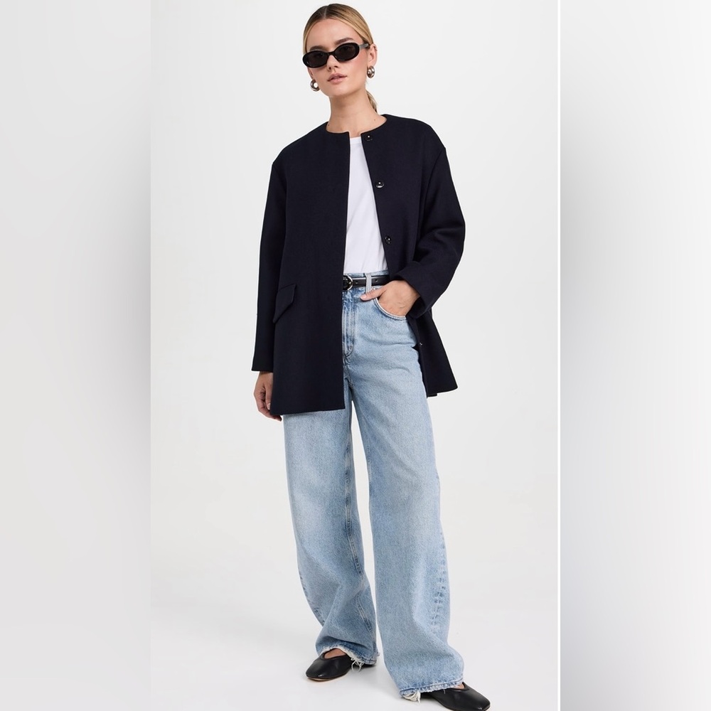 NWT THEORY CAPE BACK COAT in Baltic (deep deep blue color